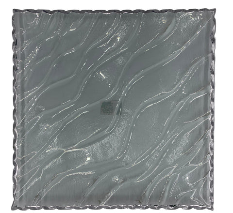 10.5" GLASS PLATE W/SILVER RIM-SQUARE