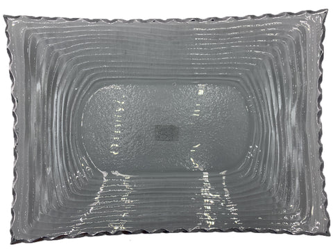14.75"x10" GLASS BOWL W/SILVER-RECTANGULAR