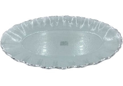 17"x9.5" GLASS PLATE W/SILVER-OVAL