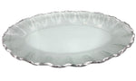 13.75"x7.5"  GLASS PLATE W/SILVER-OVAL