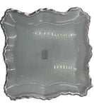 10.5" GLASS PLATE W/SILVER RIM-SQUARE