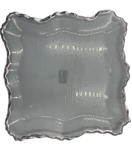 10.5" GLASS PLATE W/SILVER RIM-SQUARE