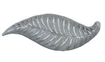 19"x8" GLASS LEAF SHAPE PLATE-SILVER