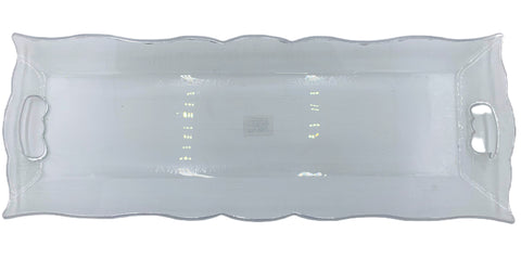 19"x7" GLASS PLATE W/SILVER RIM-RECTANGULAR