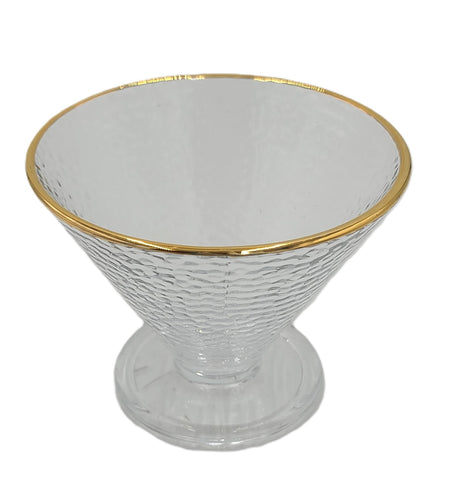 6 PC GLASS ICE CREAM CUP-GOLD RIM