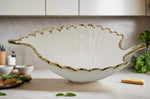 8.5"x6.25" LEAF BOWL W/GOLD RIM
