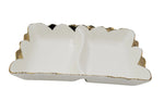 8"x5.5" - 2 SECTION PLATE-GOLD RIM