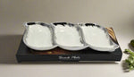 15"X6.5" - 3 SECTION PORCELAIN DISH-SILVER
