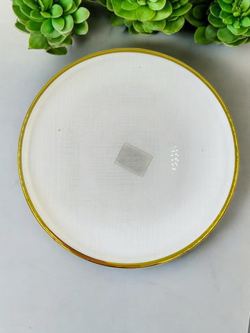 10.5" GLASS PLATE-GOLD RIM-ROUND