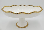 14"x8.75"x7.5" FOOTED BOWL-GOLD RIM-OVAL