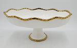 16"x10.75"x9.5" FOOTED BOWL-GOLD RIM-OVAL