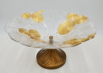 12.75" FOOTED GLASS PLATE-GOLD