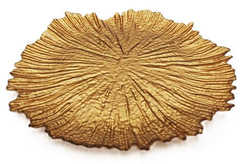 12.75" ROUND GLASS PLATE-GOLD