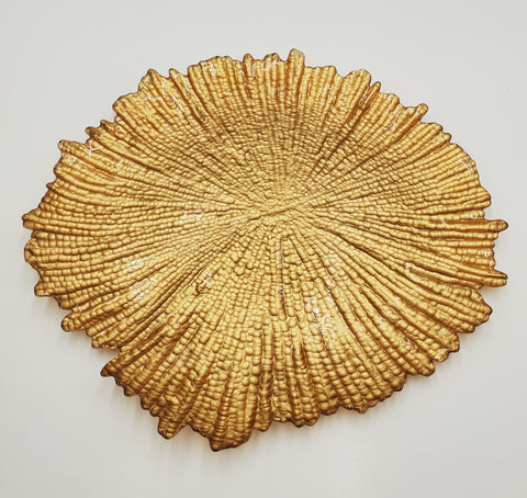 9.75" ROUND GLASS PLATE-GOLD