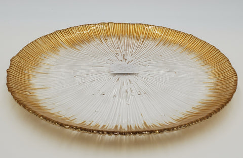 12.5" ROUND GLASS PLATE-GOLD