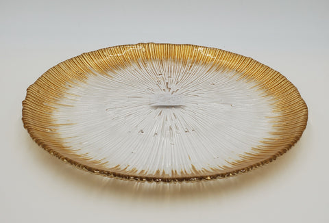 10.5" ROUND GLASS PLATE-GOLD