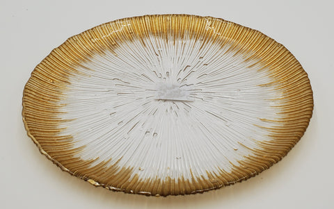 8" ROUND GLASS PLATE-GOLD