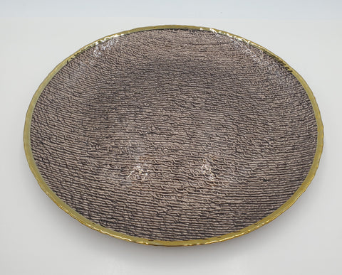 13" ROUND GLASS PLATE-BROWN