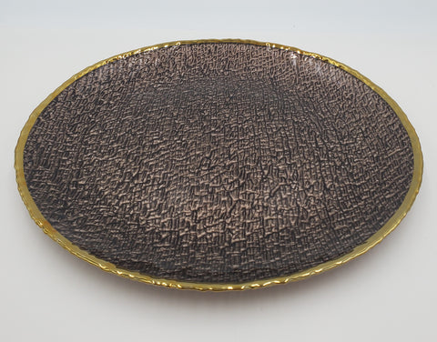 10.5" ROUND GLASS PLATE-BROWN