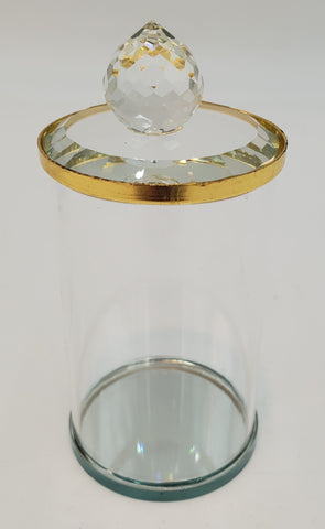 4.5" MINI GLASS JAR W/GOLD RIM