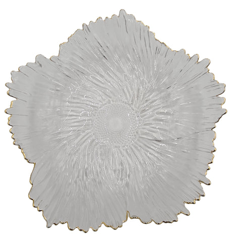 11.75"x3" FLOWER SHAPE PLATE-GOLD RIM