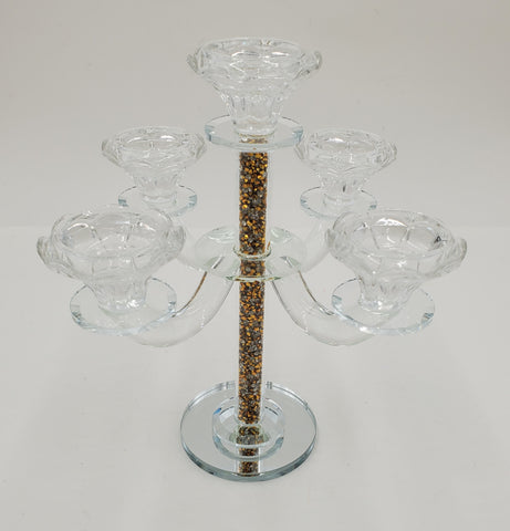 9.5"X3.5"  - GLITTER CANDLE HOLDER-GOLD