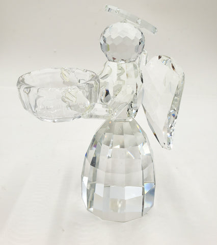 5.25"x2.5" GLASS ANGEL CANDLE HOLDER