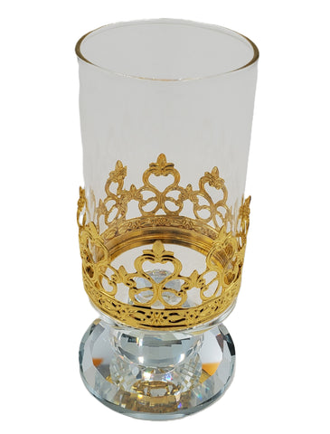 2.25"x5.5" DECORATIVE FOOTED GLASS-GOLD