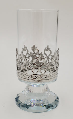 2.25"x5.5" DECORATIVE FOOTED GLASS-SILVER