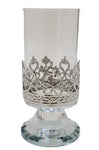 2.25"x5.5" DECORATIVE FOOTED GLASS-SILVER
