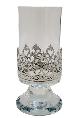 2.25"x5.5" DECORATIVE FOOTED GLASS-SILVER
