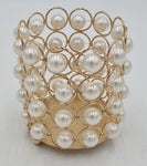 GOLD CANDLE HOLDER W/PEARL