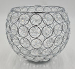 GLASS CANDLE HOLDER W/STONES-L