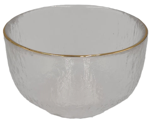 MINI GLASS BOWL W/GOLD RIM