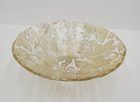 11.75" GLASS BOWL GOLD DESIGN