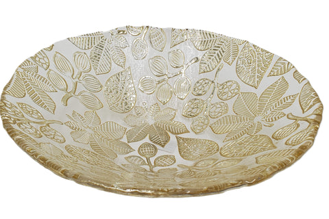 11.75" GLASS BOWL GOLD DESIGN