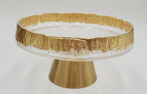 6.5"x4.25" GLASS FOOTED BOWL-GOLD