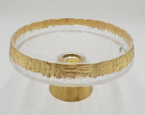 8.75"x5.75"  GLASS FOOTED BOWL-GOLD