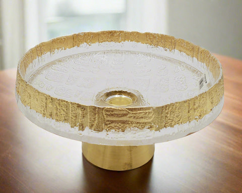 11.5" GLASS FOOTED BOWL-GOLD