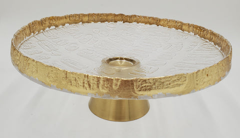 11.75"x6.5" GLASS FOOTED BOWL-GOLD