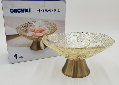 6"x3.5" GLASS FOOTED BOWL-GOLD