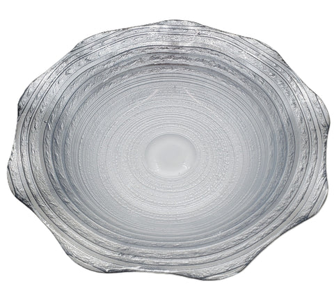 8.25" GLASS BOWL-SILVER DESIGN