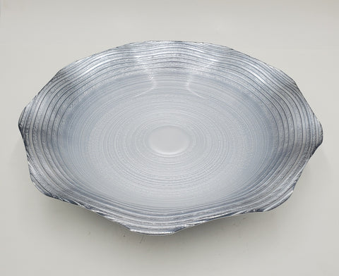 13"GLASS BOWL -SILVER DESIGN