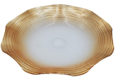 13"GLASS BOWL -GOLD DESIGN