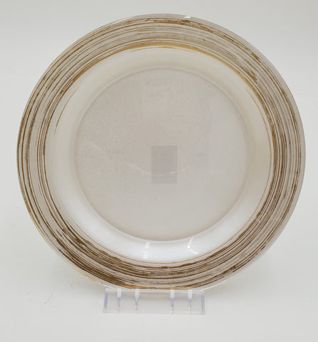 8" GLASS PLATE-PEARL WHITE/GOLD