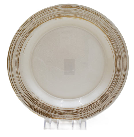 8" GLASS PLATE-PEARL WHITE/GOLD