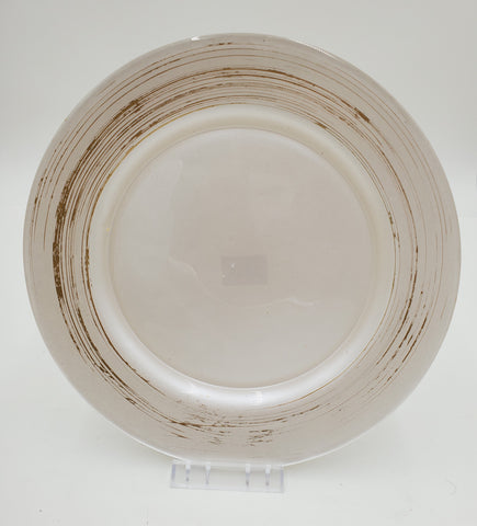 10.5"GLASS PLATE-PEARL WHI/GOLD