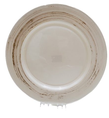 10.5"GLASS PLATE-PEARL WHI/GOLD