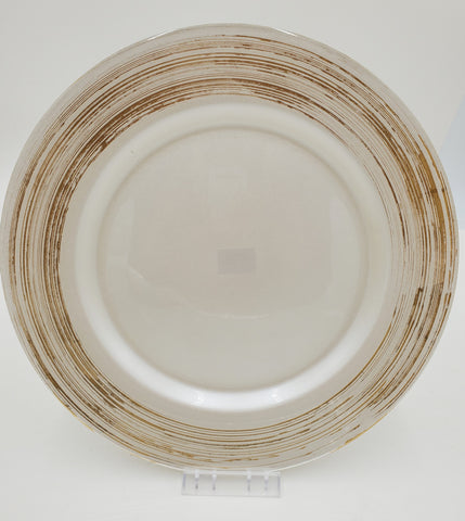 13" GLASS PLATE-PEARL WHITE/GOLD