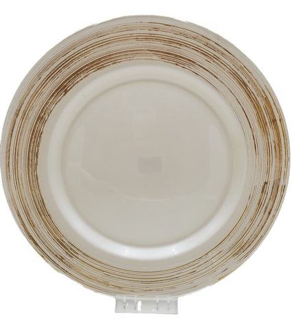 13" GLASS PLATE-PEARL WHITE/GOLD